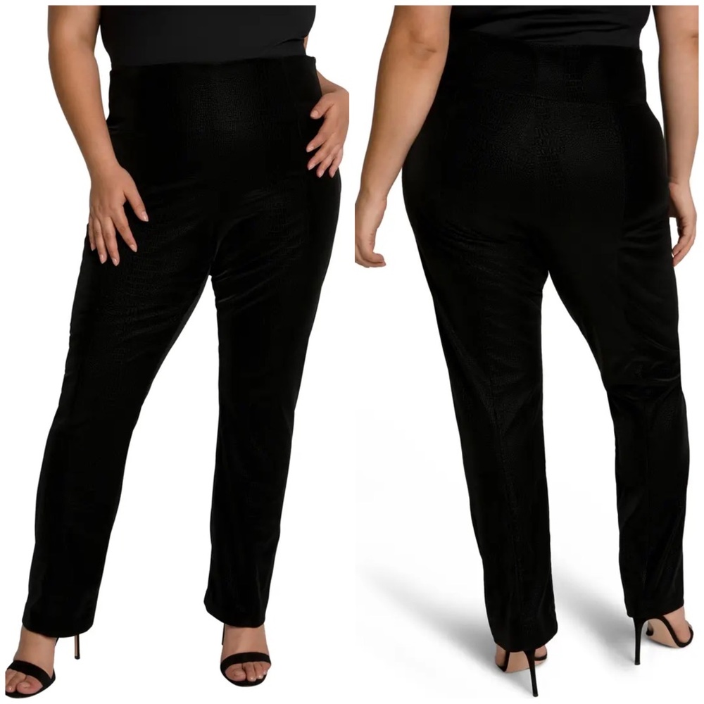 Good American The‎ Croc Exec Pants High Rise Black Size (5) 2X Minimalist Casual